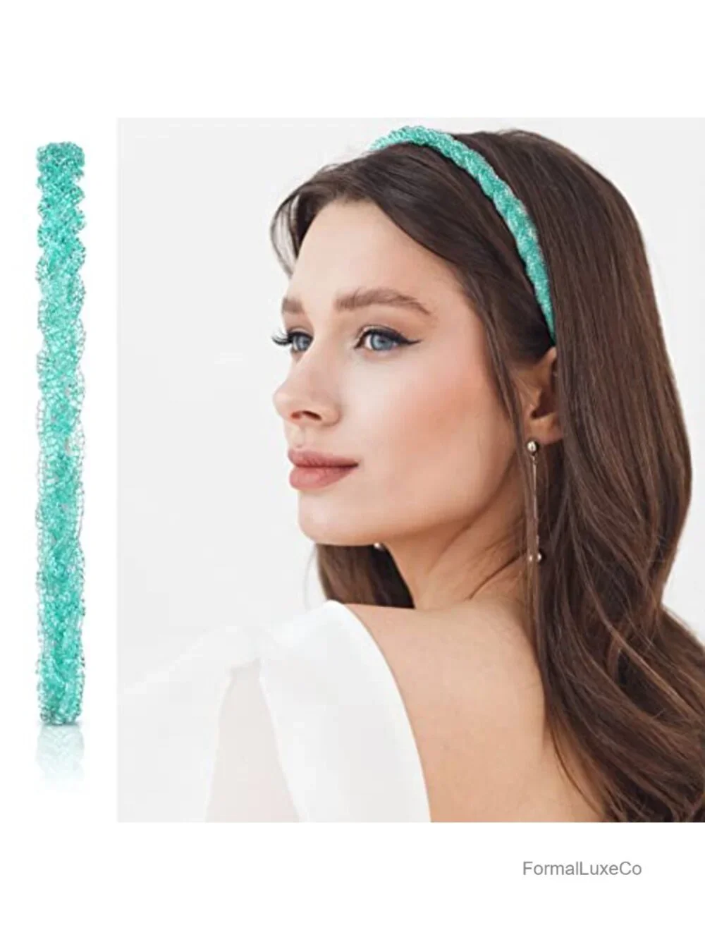 6pc Beaded Headbands Crystal Hair Hoops for Women Sparkly Hair Accessories
